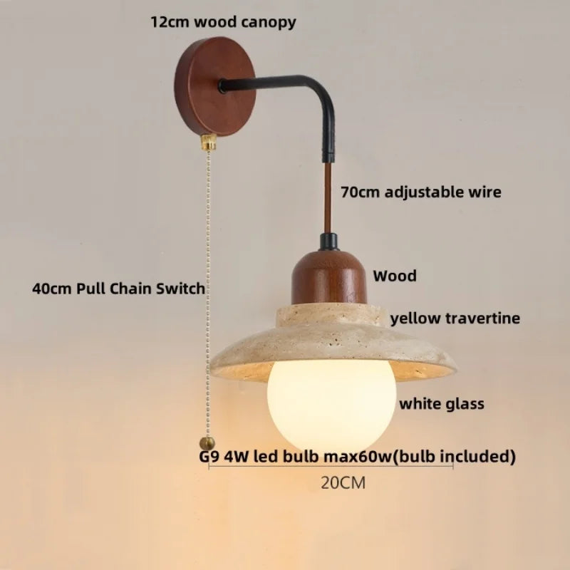 DecorBites™ Adjustable LED Wall Sconce Yellow Travertine Stair Light Fixture for Home Decor