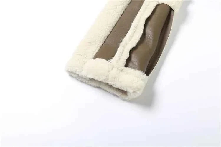 Furry Patchwork Women's Crop Jacket Warm Outwear Basic