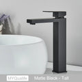 DecorBites™ Black Brass Square Basin Faucet: Bathroom Washbasin Mixer Tap, Single Handle Tall Model.
