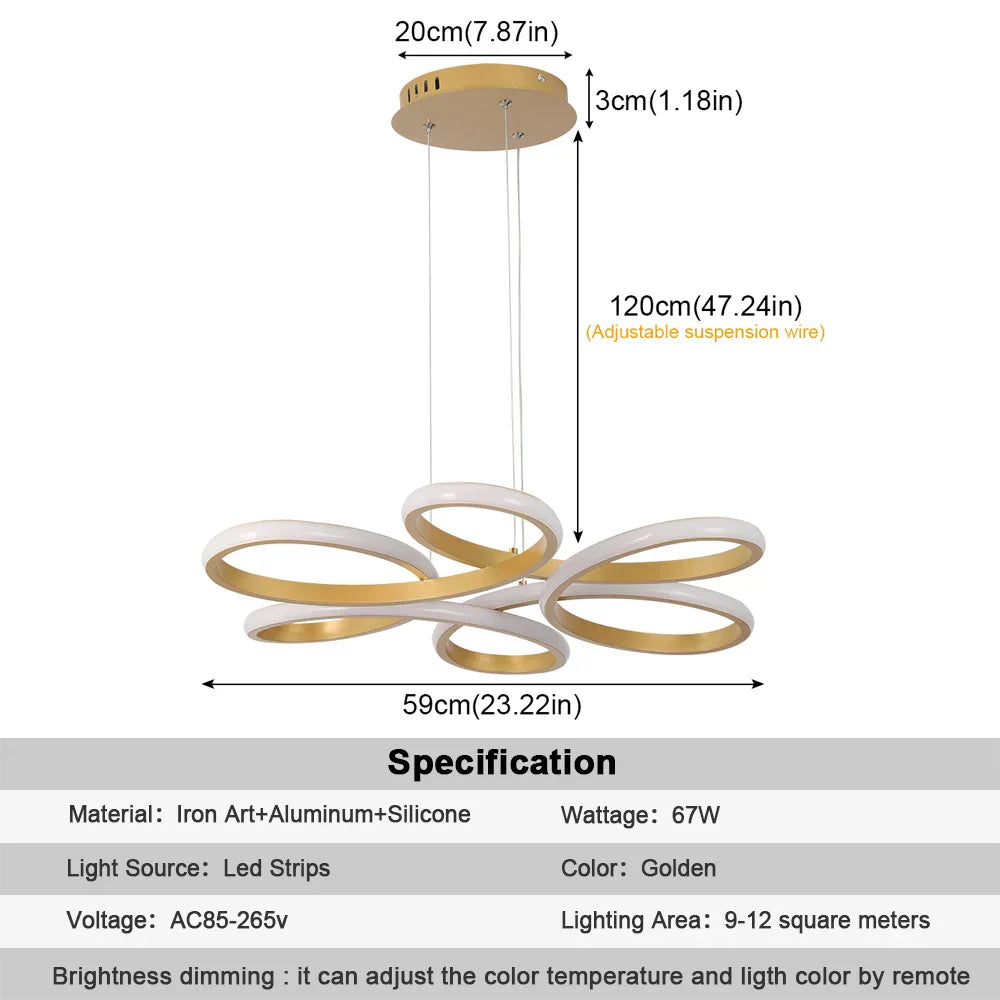 DecorBites™ Gold Flower Acrylic Pendant Chandelier - Modern LED Ceiling Light