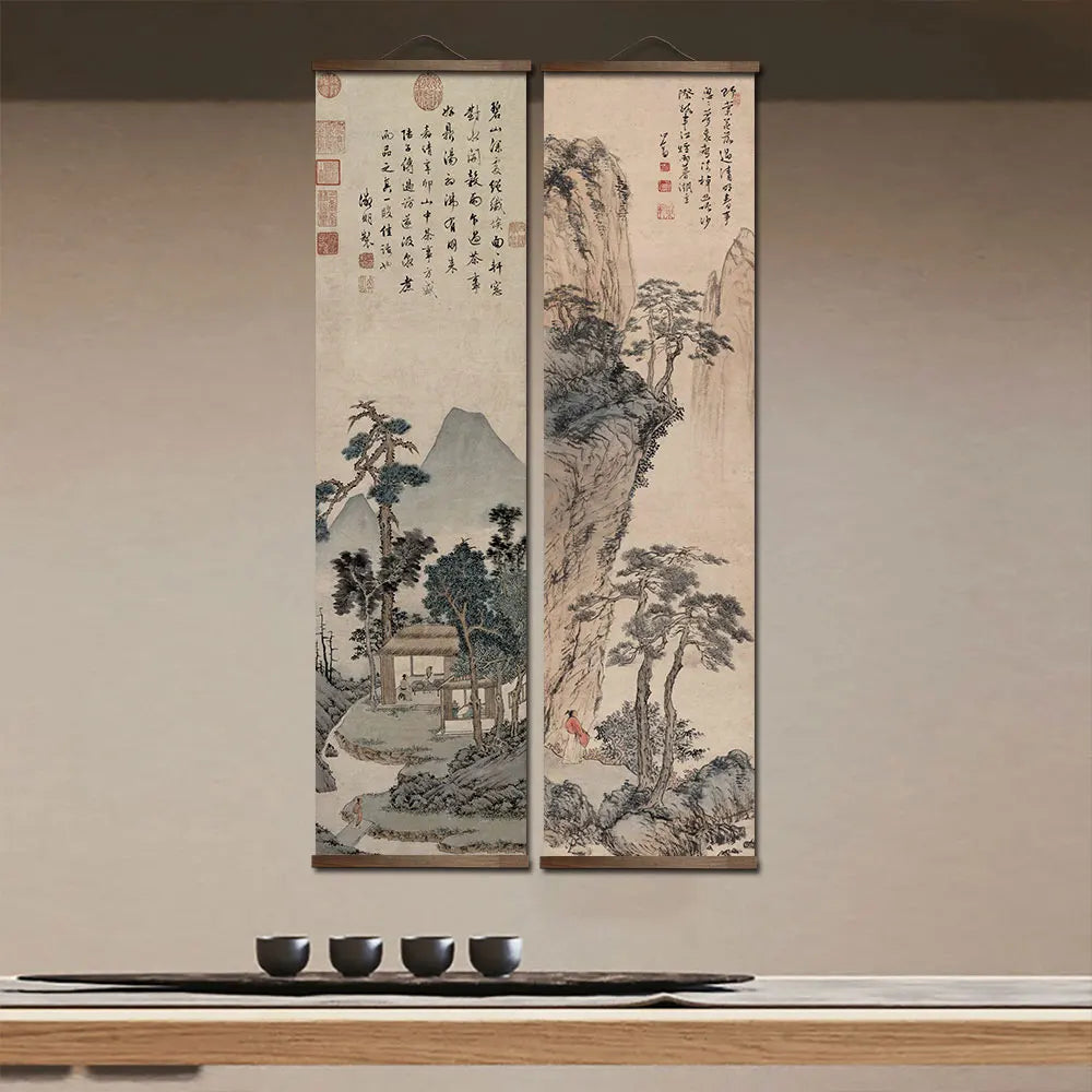 Chinese Traditional Landscape Canvas Scroll – Classic Wall Art