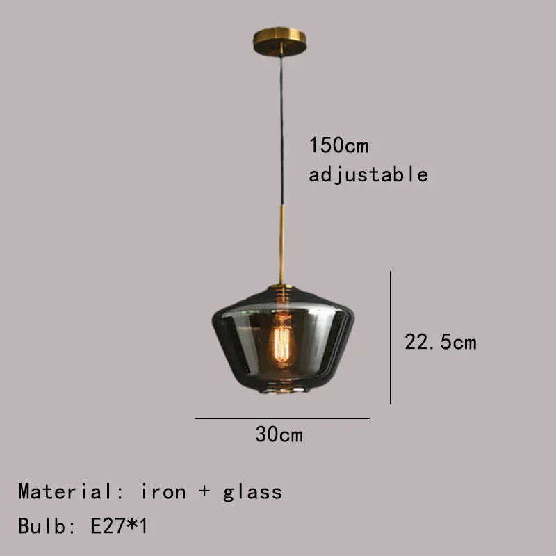 DecorBites™ Gray Amber Glass Pendant Lamp for Home and Office Lighting