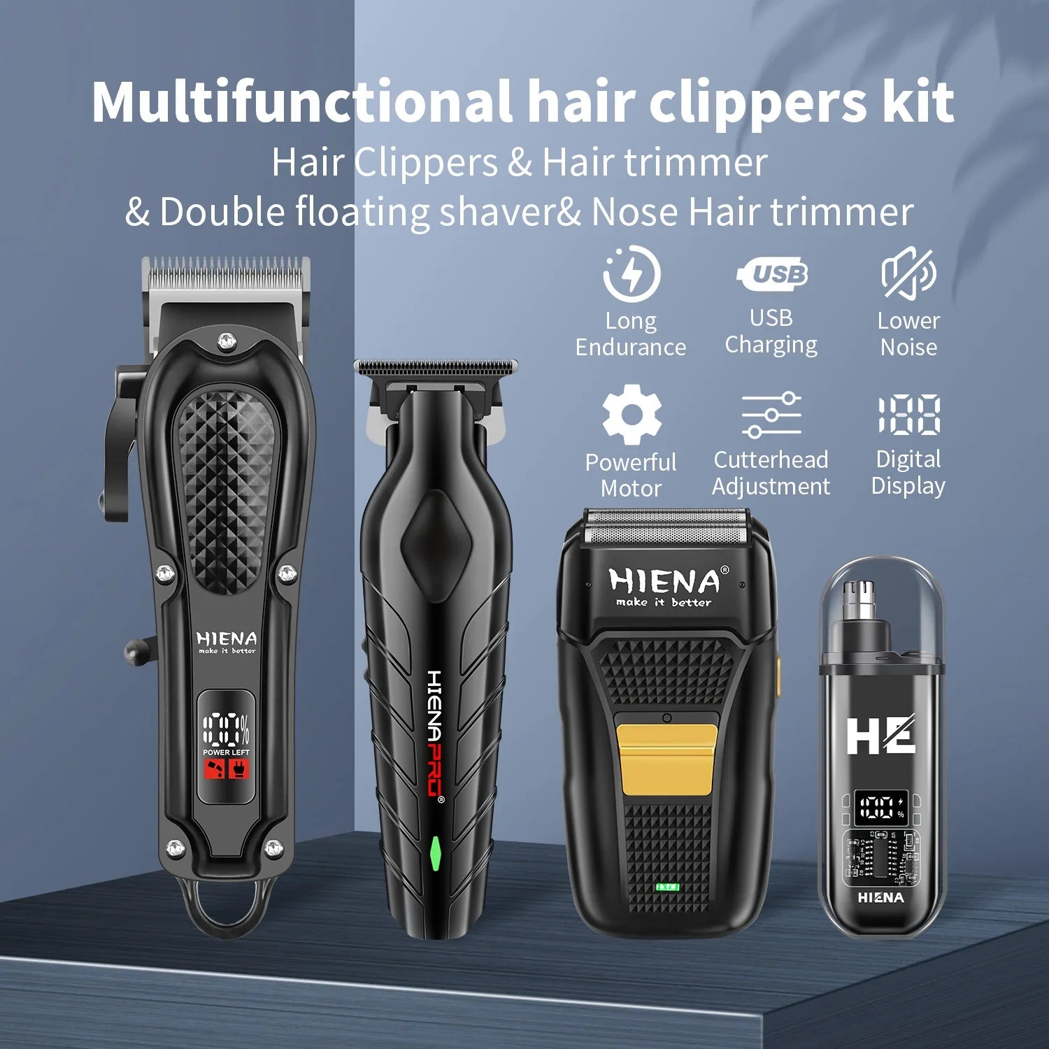 Rechargeable Cordless Electric Hair Clippers & Beard Trimmer Kit for Men – Professional Hair and Body Groomer