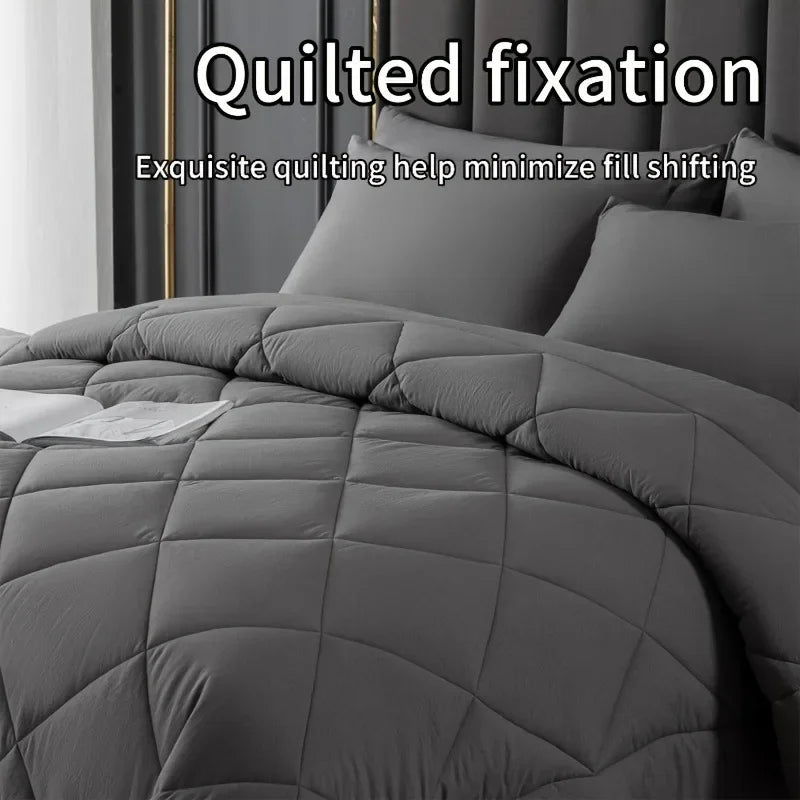 DecorBites™ Cozy Quilt Set: Soft & Breathable Queen/King Size Comforter with Duvet & Pillowcase