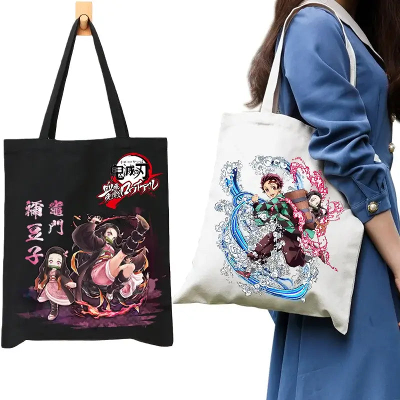 Demon Slayer Canvas Bag: Nezuko & Tanjiro Zipper Tote