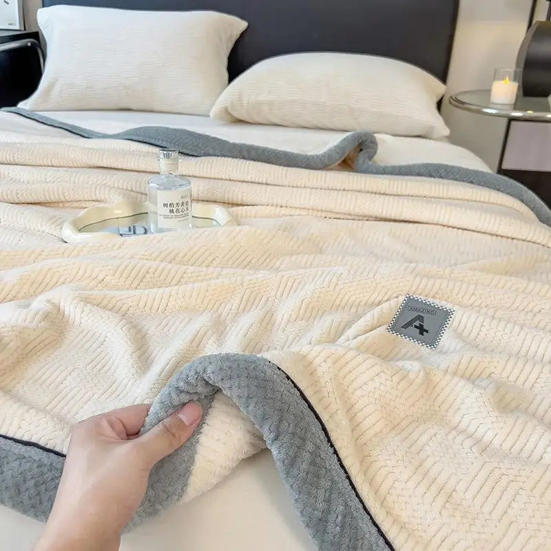 DecorBites™ Cozy Cotton Velvet Plush Blanket: Luxuriously Soft and Warm Light Blanket