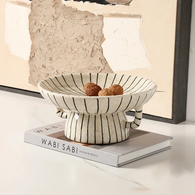 DecorBites™ Geometric Line Ceramic Vase Flowerpot Tray Home Decor Accessory