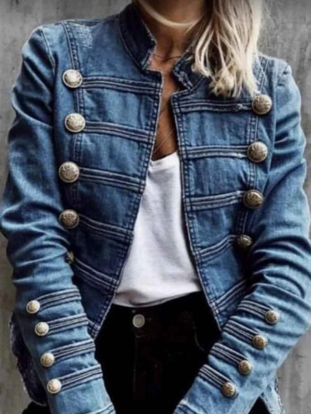 Vintage Commuter Denim Slim Fit Double Breasted Jacket