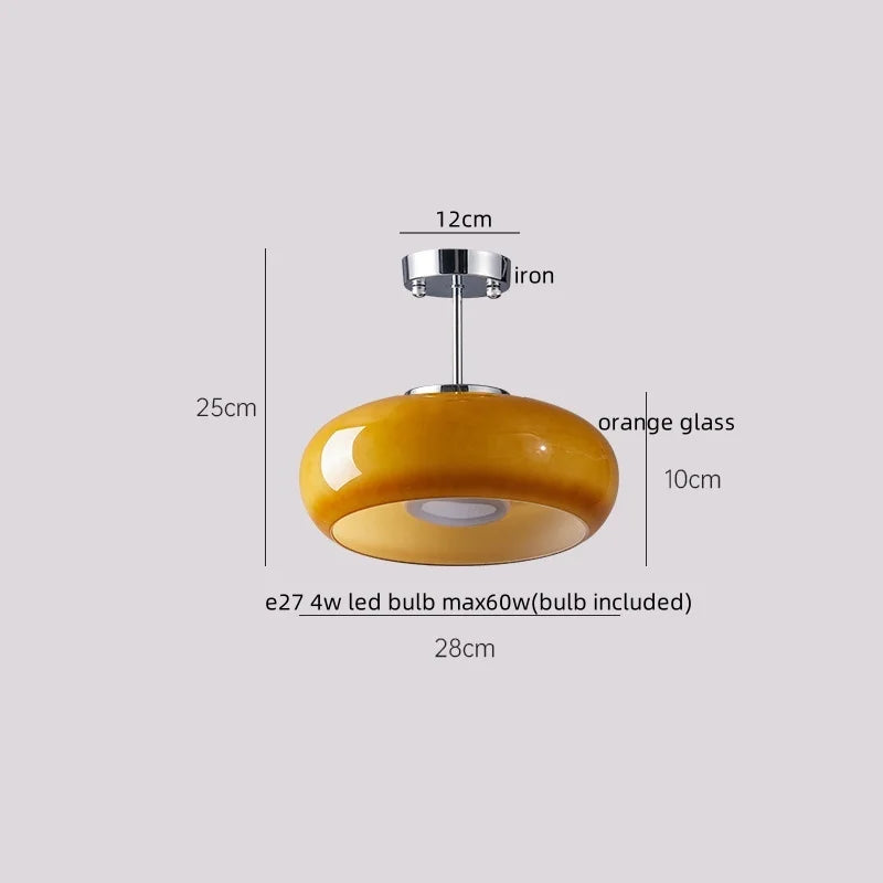 DecorBites™ Glass LED Ceiling Lamp Copper Walnut Modern Living Room Lighting Fixtures