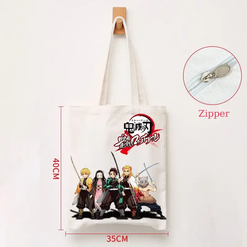 Demon Slayer Canvas Bag: Nezuko & Tanjiro Zipper Tote