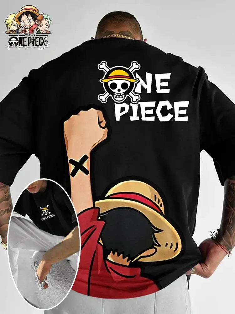 One Piece Graphic T-Shirt: Luffy & Zoro Oversized Streetwear