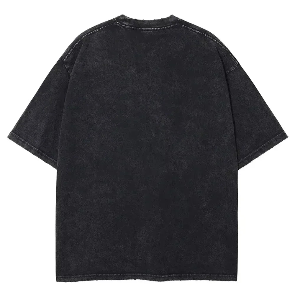 Naruto Rock Lee Streetwear T Shirt Vintage Washed Black