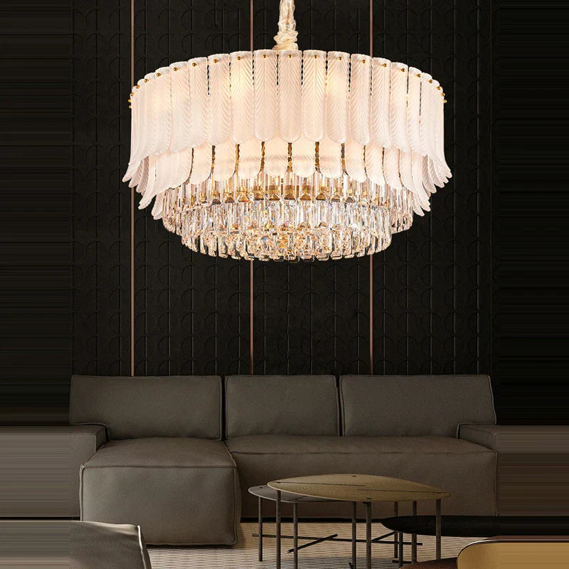 DecorBites™ Crystal Feather Ceiling Pendant Lights for Luxury Home Decor & Living Room
