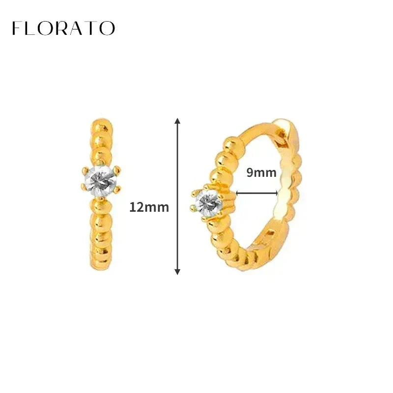Luxury white crystal zircon earrings 925 sterling silver ear needles Hoop gold earrings For women Fashion Luxury Wedding Jewelry