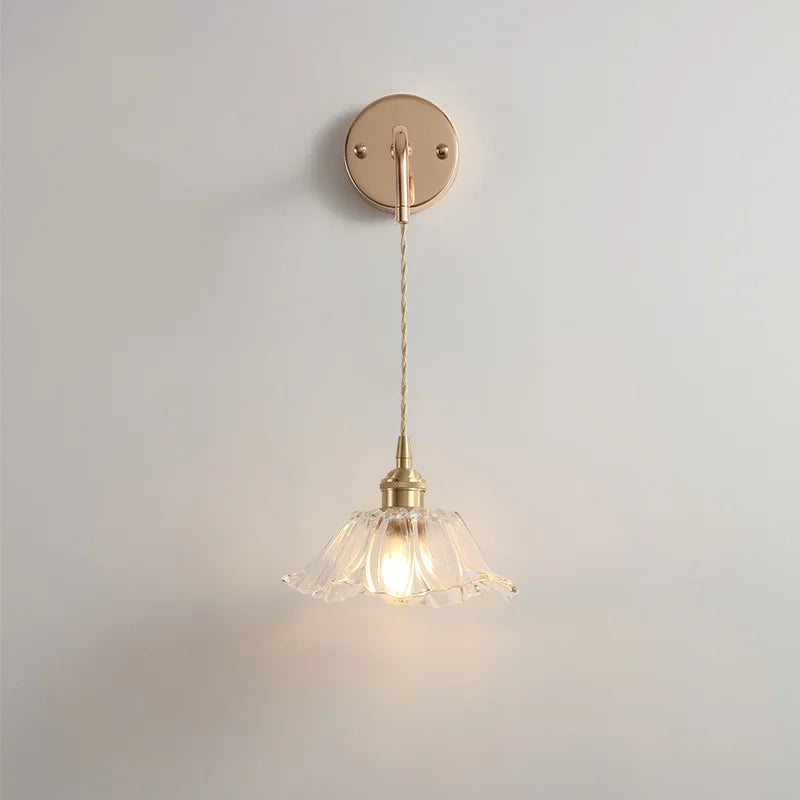 DecorBites™ Adjustable LED Wall Light Clear Glass Copper Bedside Lamp