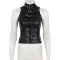 Retro Punk Pu Leather T-shirt and Combination Arm Sleeves