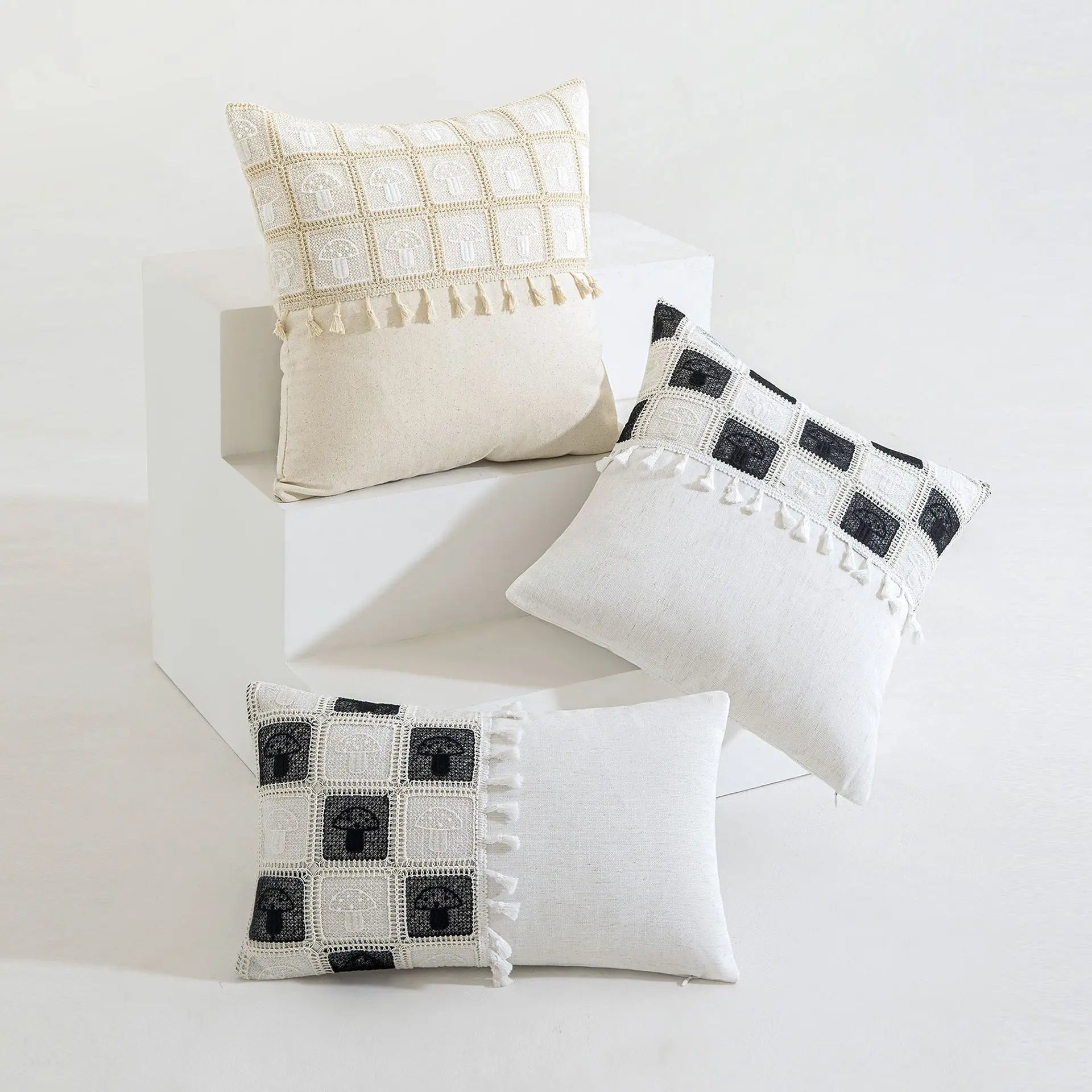 DecorBites™ Geometric Checker Cushion Cover: Nordic Style Decorative Throw Pillow Cover