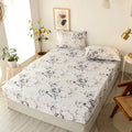 DecorBites™ Golden Feather Fitted Sheet Set: 120/150/180Cm + 2 Pillowcases