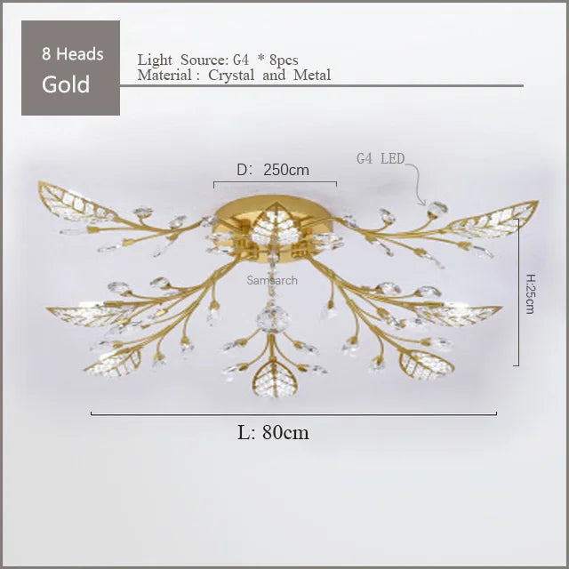 DecorBites™ Crystal Ceiling Chandelier LED Fixture Lights for Living Room Bedroom by Samsarah Lighting