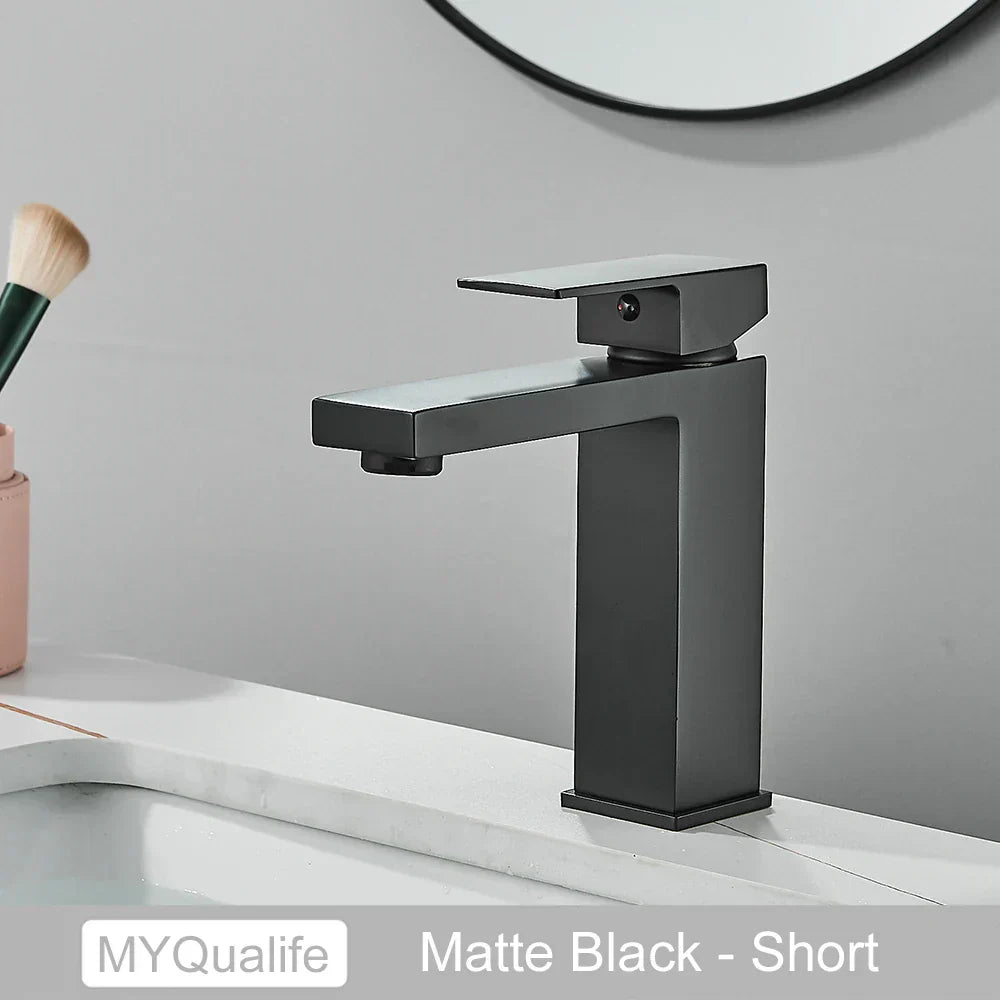 DecorBites™ Gold Stainless Steel Bathroom Basin Faucet Mixer Deck Mounted