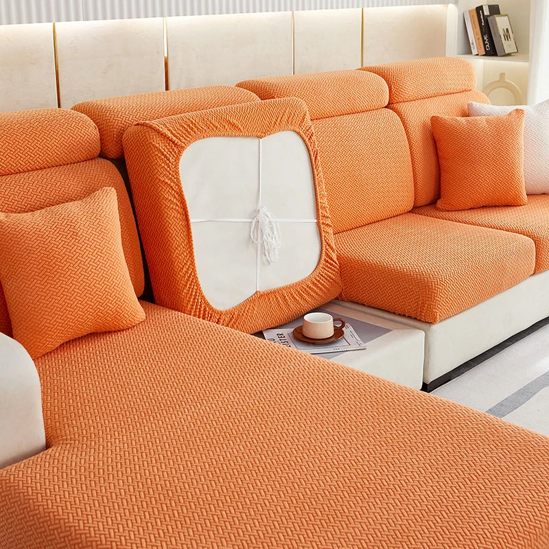 DecorBites™ Jacquard Velvet Sofa Cover - Polar Fleece Stretch Slipcovers