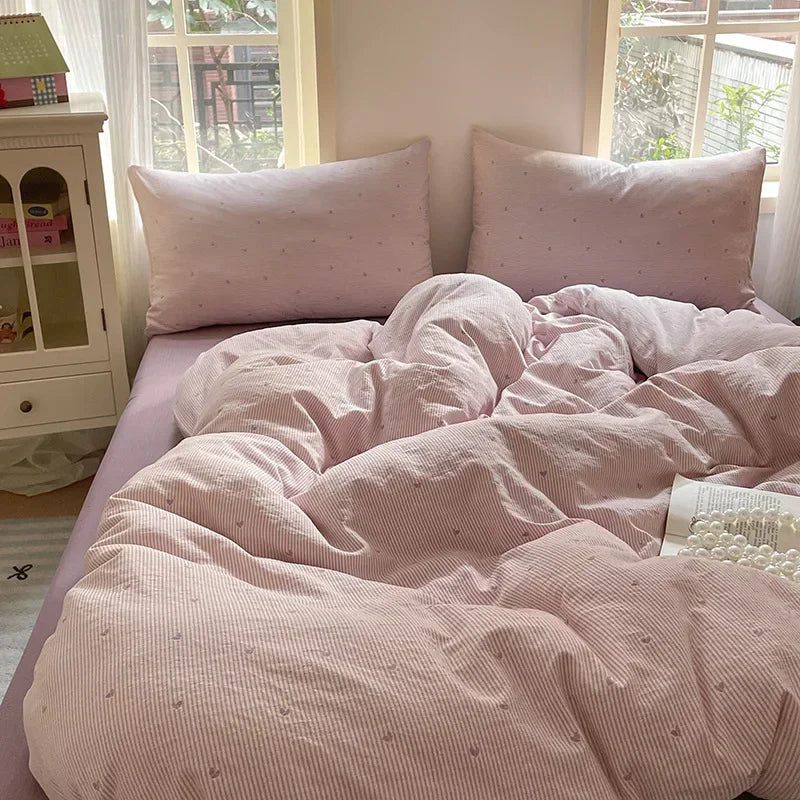 DecorBites™ Jacquard Double-Layer Yarn Fitted Sheet Set - Cloud Touch Soft Skin-Friendly Bedroom Decor