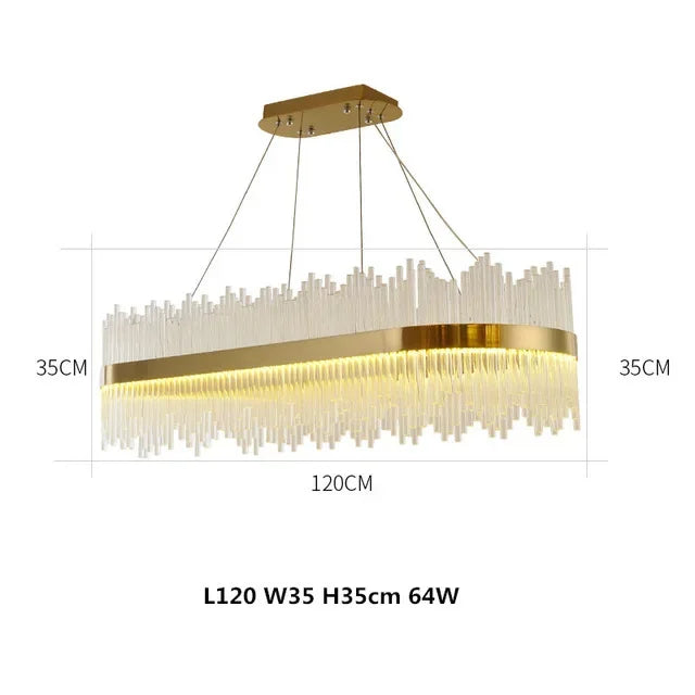 DecorBites™ Gold Crystal Chandelier: Dimmable Luxury Pendant Lamp for Bedroom, Living Room & Hotel
