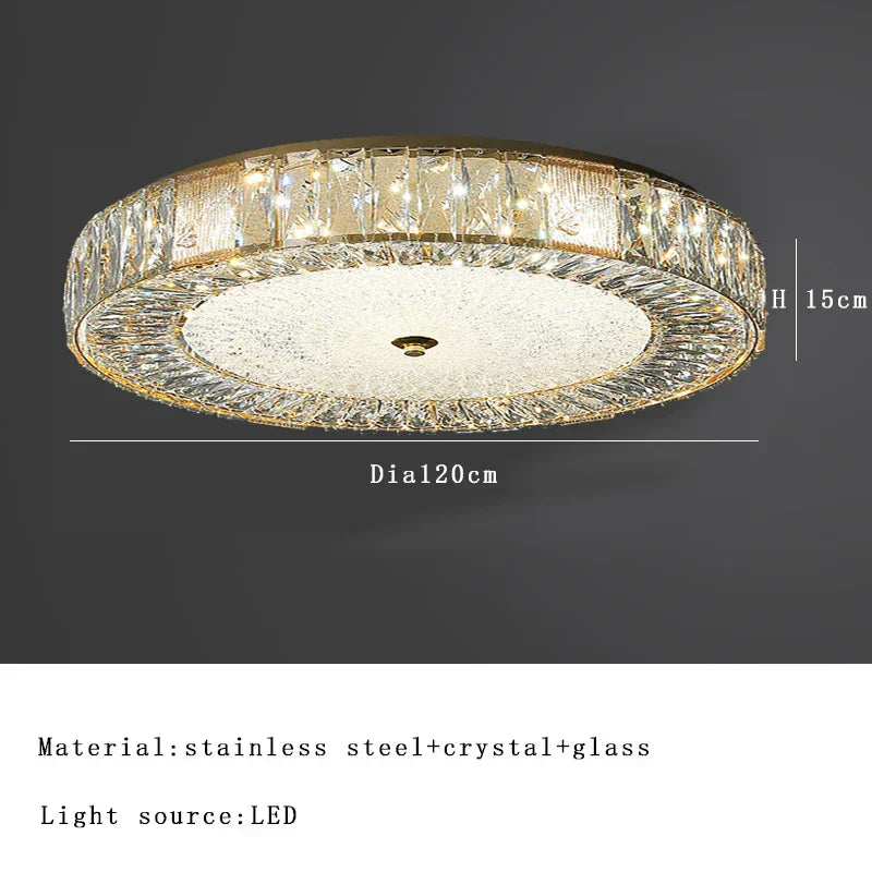 DecorBites™ Gold Crystal Glass Ceiling Light Fixture for Modern Living Rooms & Bedrooms