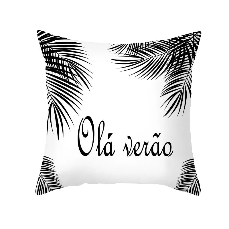 DecorBites™ Black Geometry Letters Print Cushion Cover for Home Decor & Office
