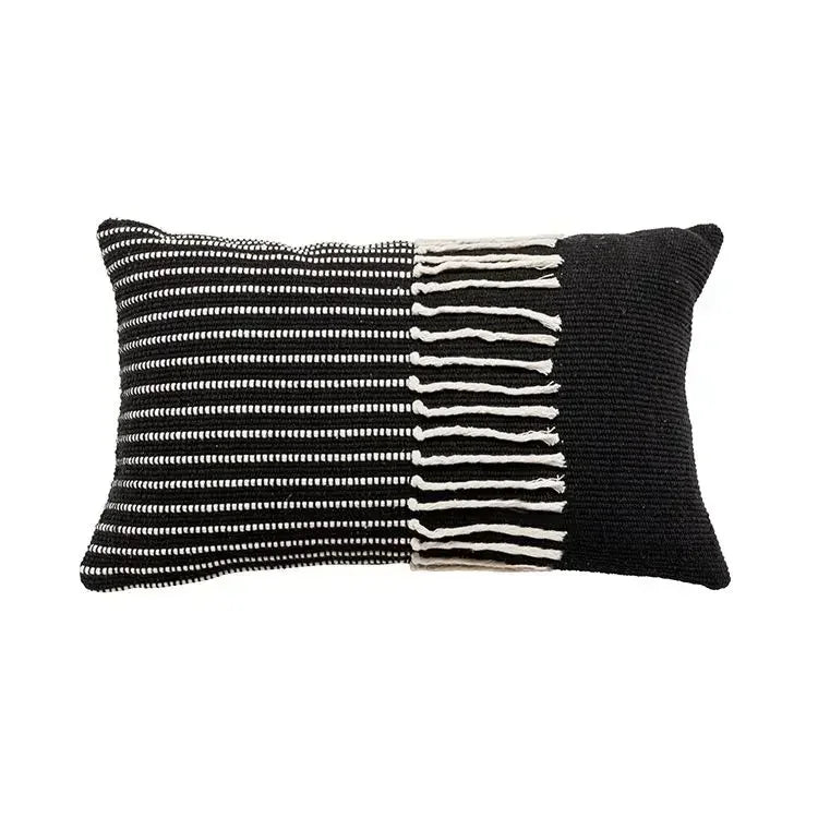 DecorBites™ Geometric Tufted Tassel Pillow Cover - Handcrafted Boho Chic Cushion Cover