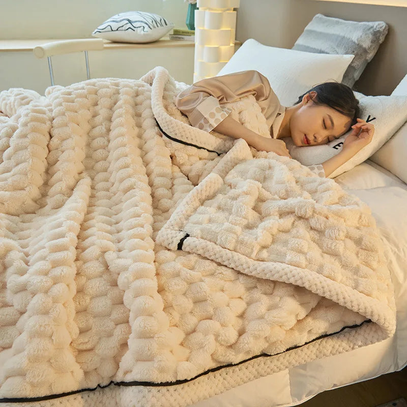 DecorBites™ Coral Fleece Warm Blanket: Cozy Thicken Winter Bed Blanket