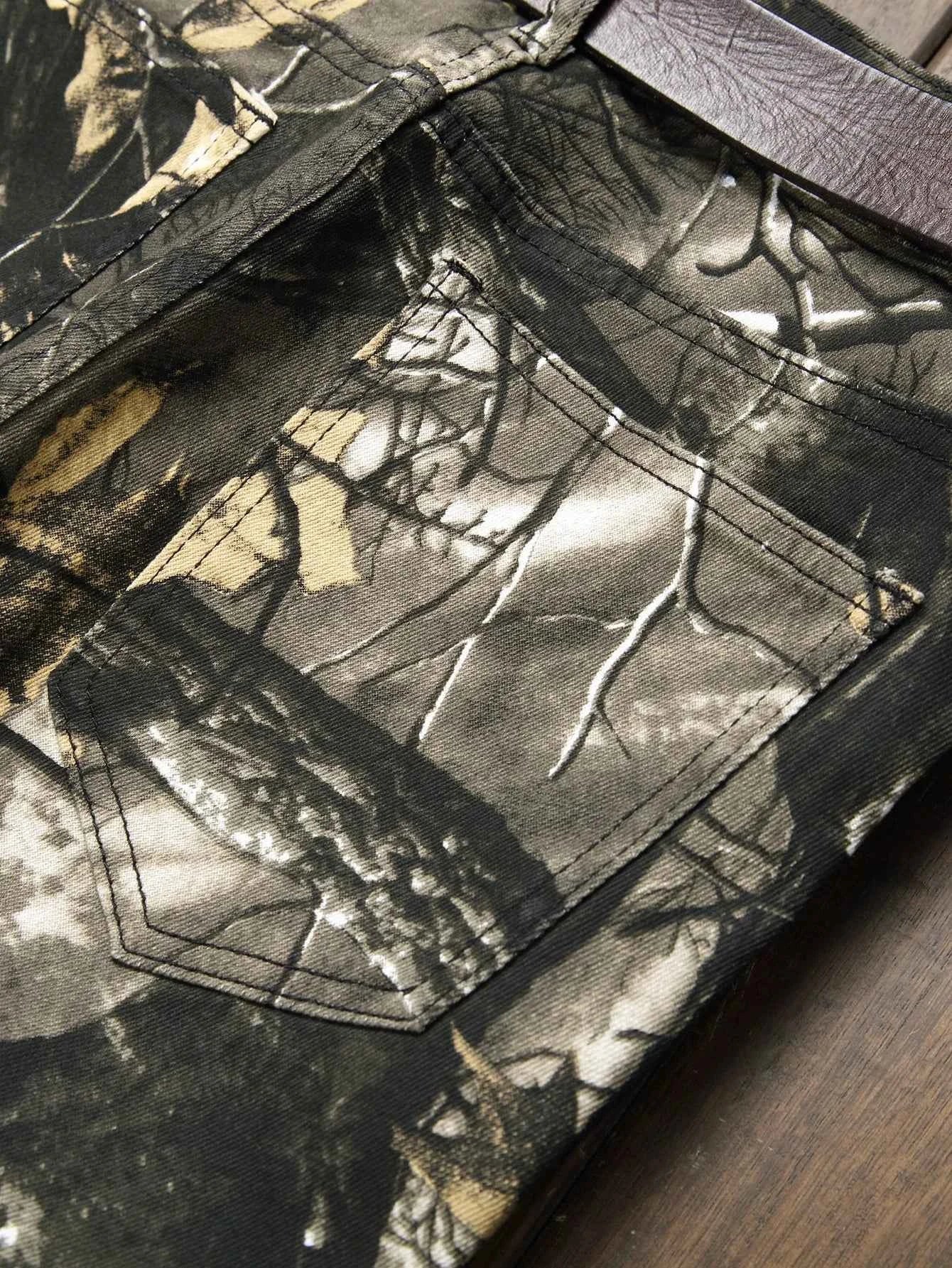 Stretch Slim Fit Pants - Men's Mid Waist Distressed And Ripped Denim  With Tassels For All Seasons Street Wear
