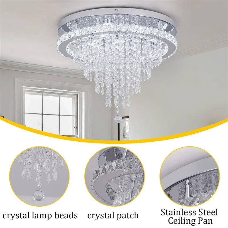 DecorBites™ K9 Crystal LED Chandelier Luxe Smart Ceiling Lamp Pendant Light
