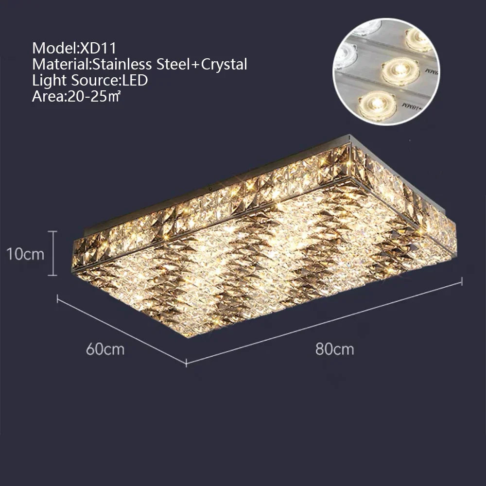 DecorBites™ Crystal LED Rectangle Chandelier for Elegant Home Decor