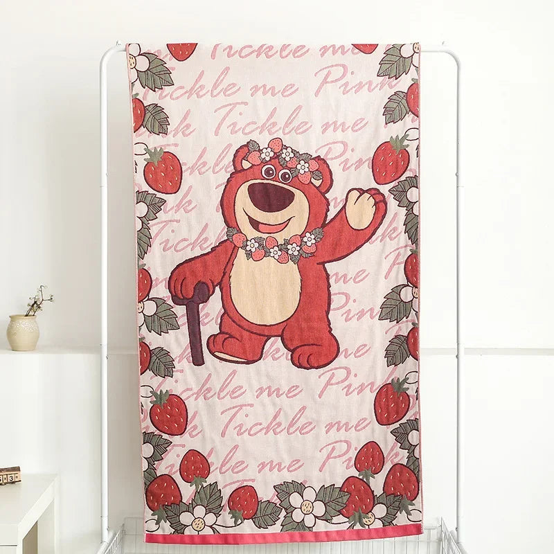 DecorBites™ Kawaii Cartoon Adults Bath Towel - Soft Cotton Gauze, Absorbent & Quick-Dry - Large 80x160cm Beach Wrap