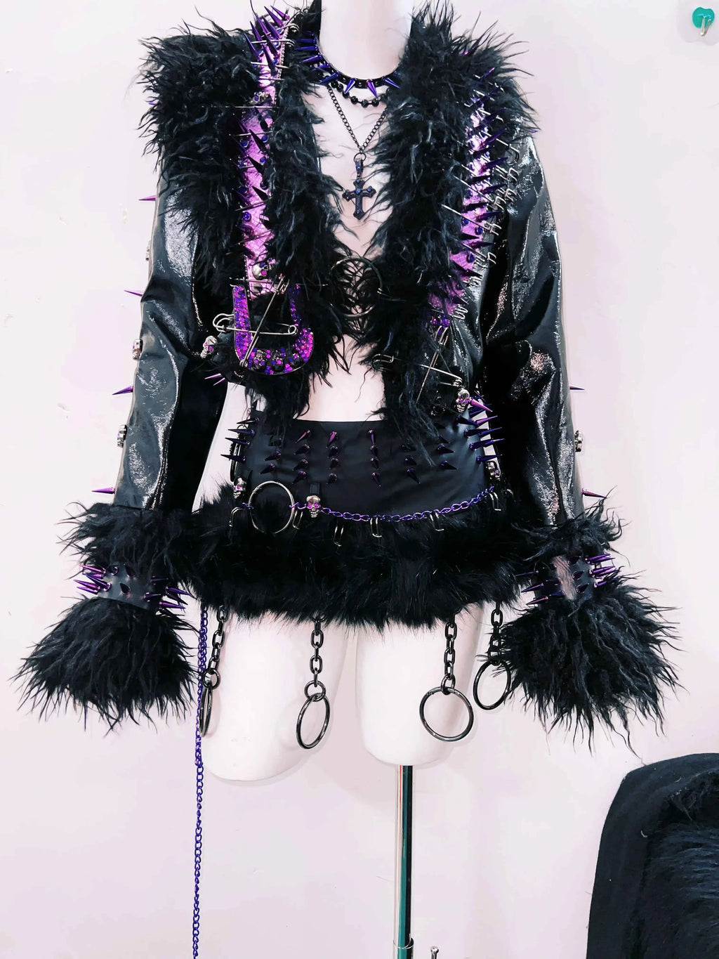 Women's Rivet Leather jacket Skull Leather jacket Gothic Leather jacket