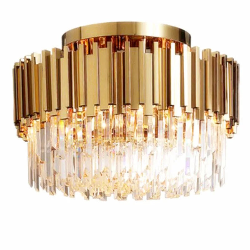 DecorBites™ Gold Crystal Round LED Ceiling Light Fixture for Modern Living Room