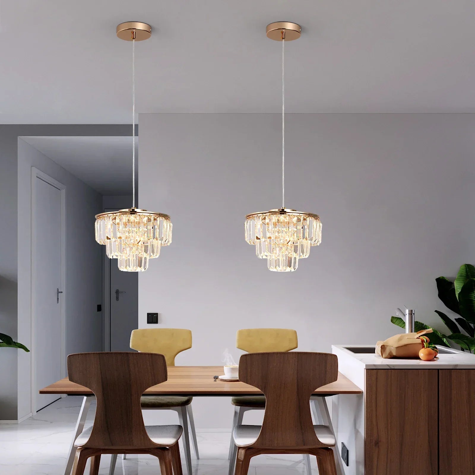 DecorBites™ Crystal LED Pendant Light for Kitchen Island Living Dining Room Chandelier