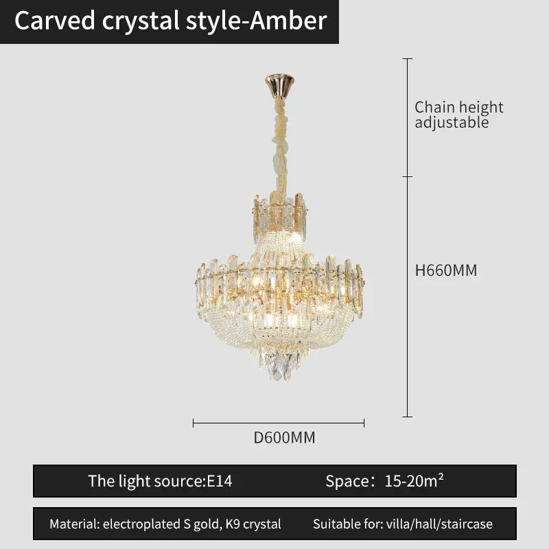 DecorBites™ French Bead Chain Crystal Chandelier for Luxury Spaces