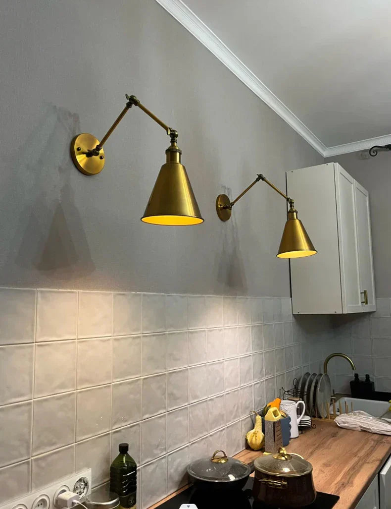 DecorBites™ Iron Loft Retro Wall Lamp Sconce Indoor LED Industrial Black Brass