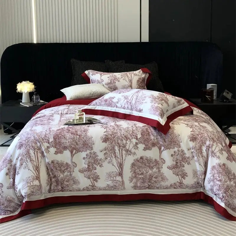 DecorBites™ Jungle Print Flowers Bedding Set: Silky Soft Duvet Cover, Sheet Set, Pillowcase