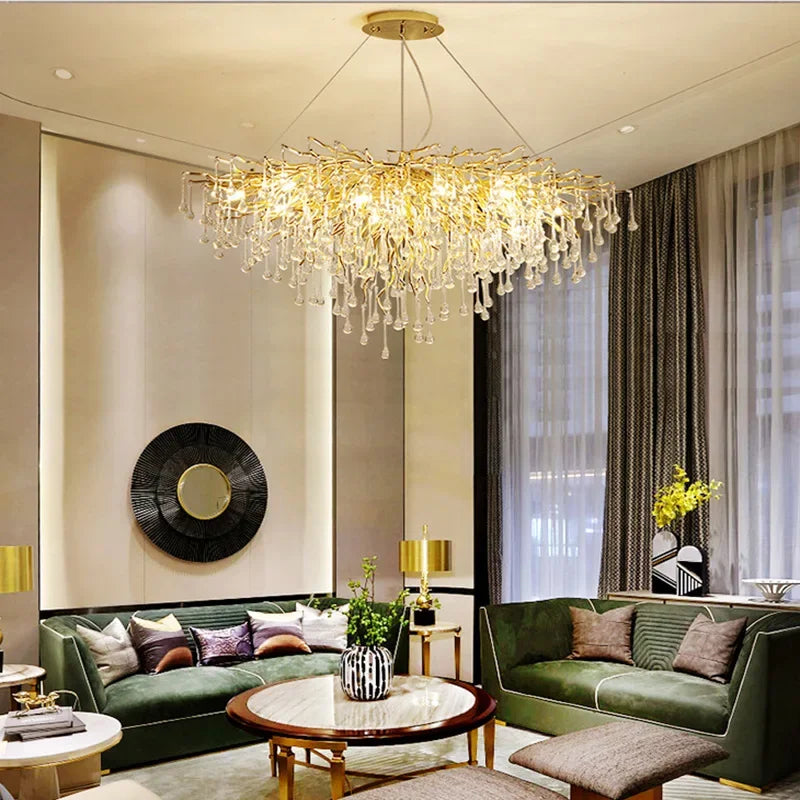 DecorBites™ Crystal LED Chandelier: Elegant Modern Luxury Ceiling Lighting for Living Room Decor