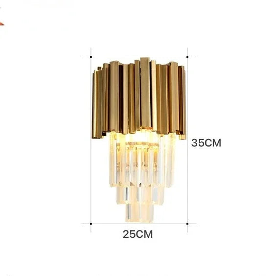 DecorBites™ Gold Crystal Glass Wall Sconce Light Fixture for Luxury Bedroom Decor