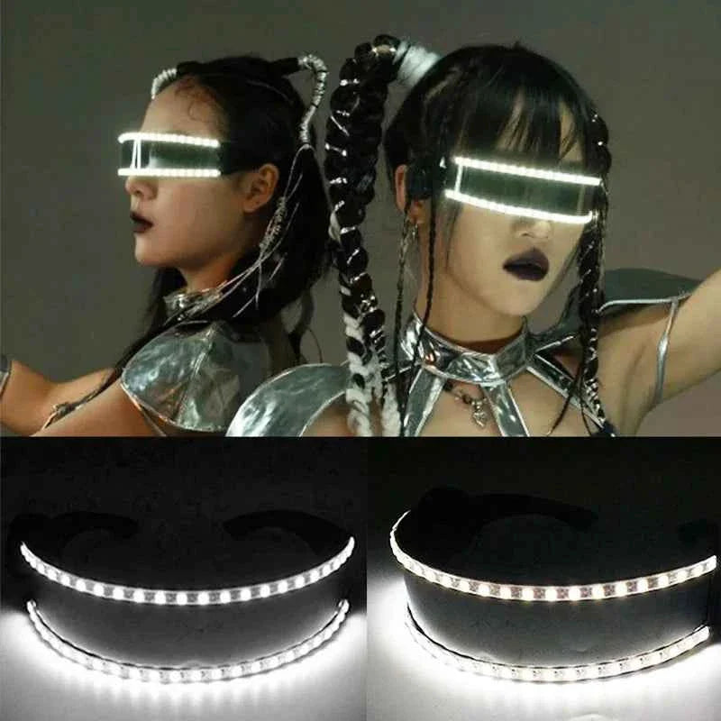 Cyberpunk Futuristic Luminous Rave Goggles LED glowing glasses Accessories