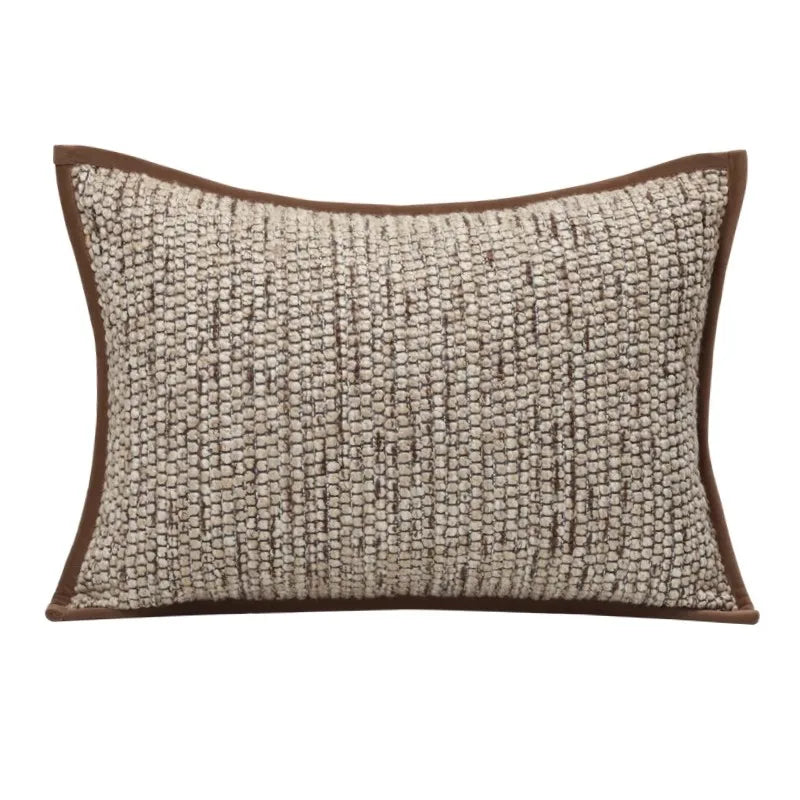 DecorBites™ Geometric Brown Leather Splicing Throw Pillow Cover 45x45cm Luxe Square Cushion Case