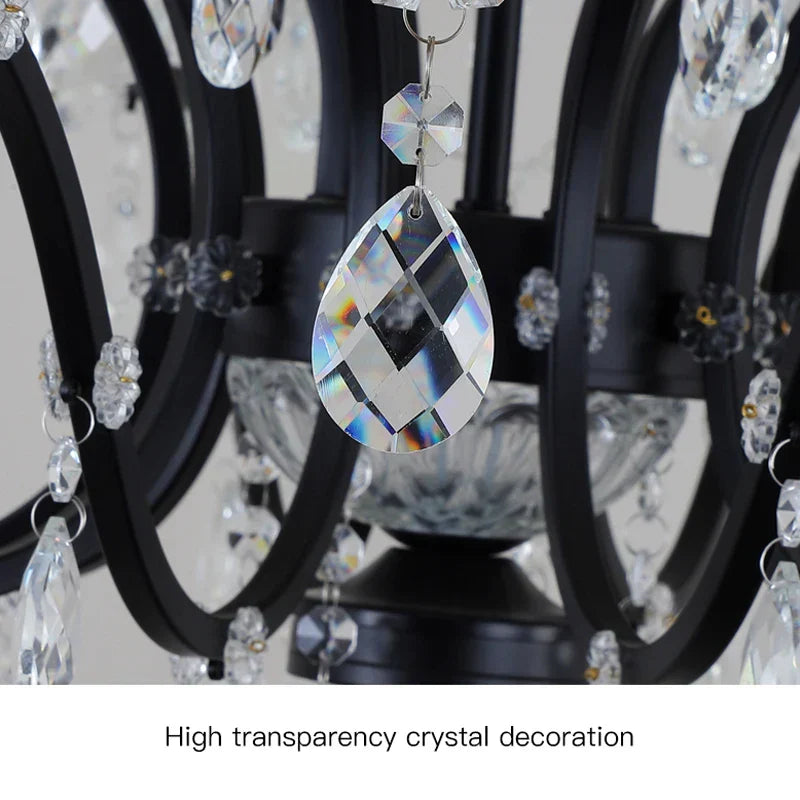 Decorbites crystal candle chandelier black farmhouse dining room lamp