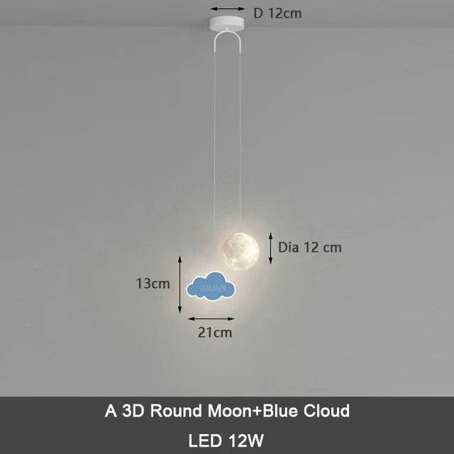 DecorBites™ Kids Star Cloud Moon Pendant Lamp with Remote Control Dimming