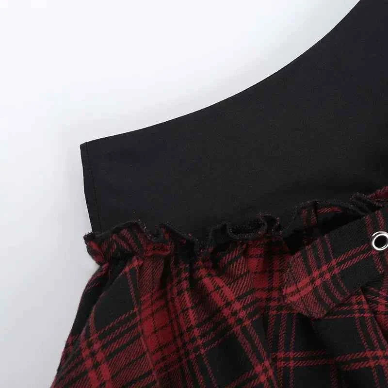 Punk Gothic Plaid Skirt Irregular Patchwork | MUNSIEUR