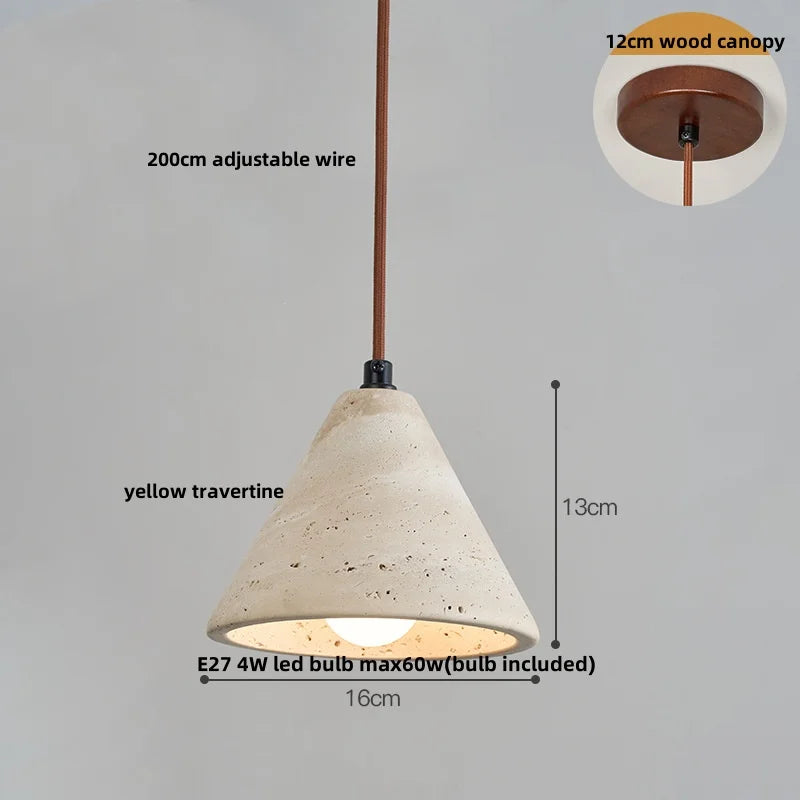 DecorBites™ Japanese Style LED Pendant Lights Wood Canopy Cement Lampshade