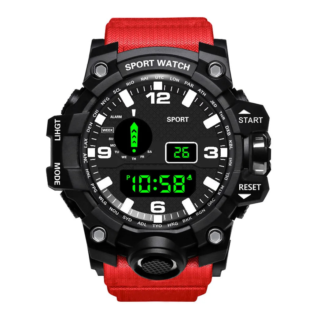 Men's Large Dial Digital Sports Watch – 55mm Waterproof Luminous Alarm Military Style